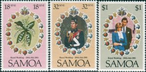 Samoa 1981 SG599-601 Royal Wedding set MNH