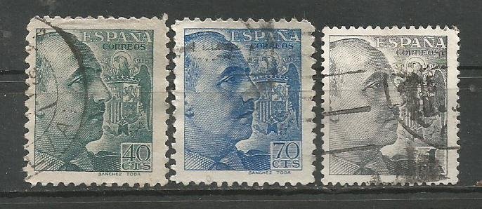 SPAIN, 1939, used Part set, Gen. Francisco Franco Scott 681,685-6