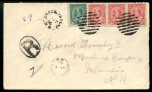 ?BROOKLYN ROAD & MIDDIC STation, N.B.  Registered 1906 RPOs Edward Canada cover