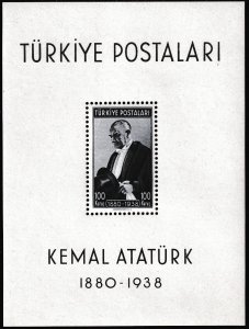 Sc# 841 Turkey 1939 - 1940 Death of Kumal Ataturk MNH SS Souvenir CV $75.00