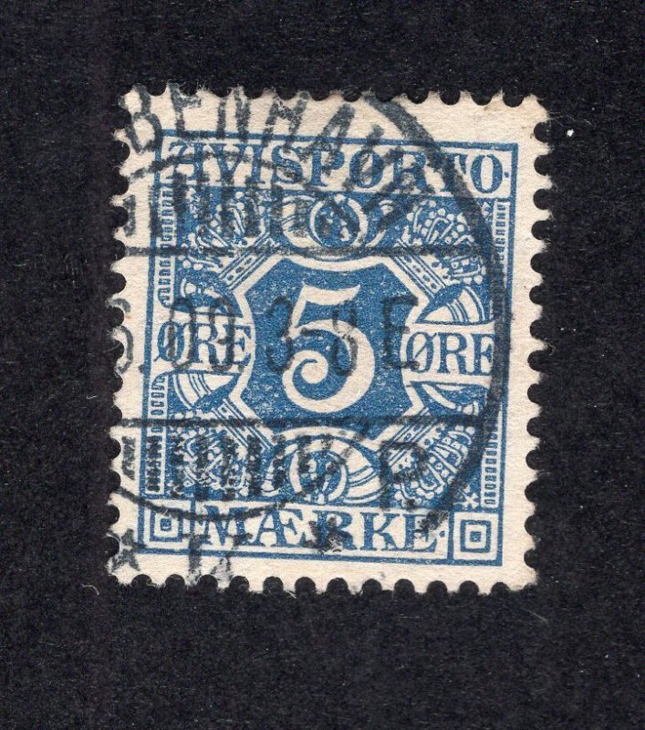 Denmark 1907 5o blue Newspaper, Scott P2 used, value = $15.00