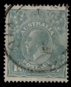 AUSTRALIA GV SG93, 1s 4d pale greenish blue, FINE USED. Cat £80.