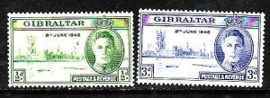Gibraltar- Sc#119-20-unused hinge remnant KGVI Peace set-id#2-Omnibus-1946-