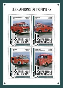C A R - 2016 - Fire Engines - Perf 4v Sheet - Mint Never Hinged