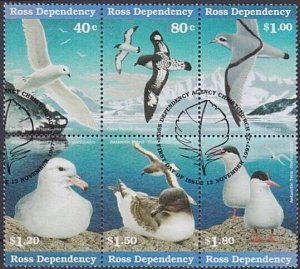 NEW ZEALAND ROSS DEPENDENCY 1997 Antarctic Birds block fine used...........A1130