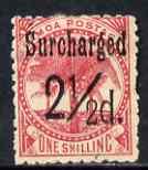 Samoa 1898-99 Surcharged 2.5d on 1s rose mtd mint SG 86