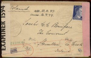 Ireland 1943-44 Germany Stamullen  Irish British German Censored Cover 100778