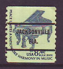 Jacksonville FL, 1615C-71 Bureau Precancel, 8.4¢ coil Piano