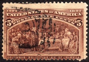 1893, US 5c, Columbian Issue, Used, Sc 234