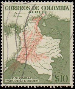 Colombia #C252-C253, Incomplete Set(2), High Value, 1954, Used