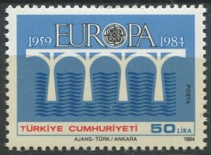 Turkey Sc#2275 MNH, 50L bl & multi, Europa (C.E.P.T.) 1984 - Bridge-25th Anni...