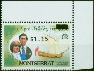 Montserrat 1983 Royal Wedding $1.15 on $3 SG582var Surcharge on Wrong Value