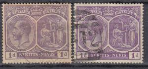 St.Kitts-Nevis - 1921 KGV 1p stamp lot Sc# 39 - (851)