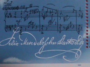 GERMANY DDR STAMP: 1984 COMPOSER: FELIX MENDELSSOHN: :MNH S/S SHEET .VERY RARE..