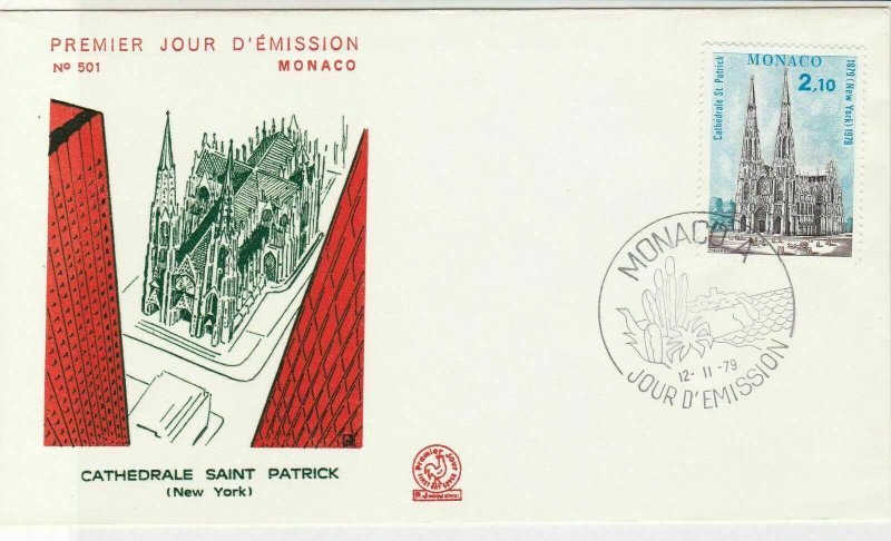 Monaco 1979 Cathedral of Saint Patrick NY FDC Cathedral Stamp Cover Ref 26424