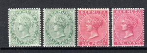 Bermuda 1883-1904 1/2d and 1d both with 2 shades SG 21, 21a, 24 and 24a MLH/MH