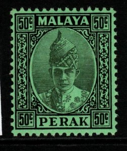 MALAYA PERAK SG118 1938 50c BLACK ON EMERALD MTD MINT