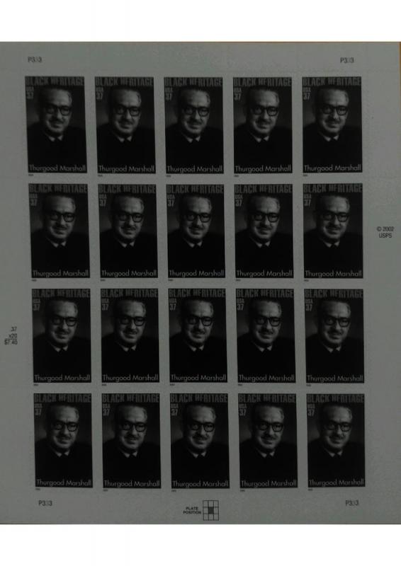 U.S. Scott #3746 Thurgood Marshall P333 Stamp- Mint NH Sheet