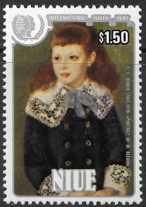 Niue Scott 491 MNH 1985 $1.50 International Youth Year issue, Portrait by Renoir