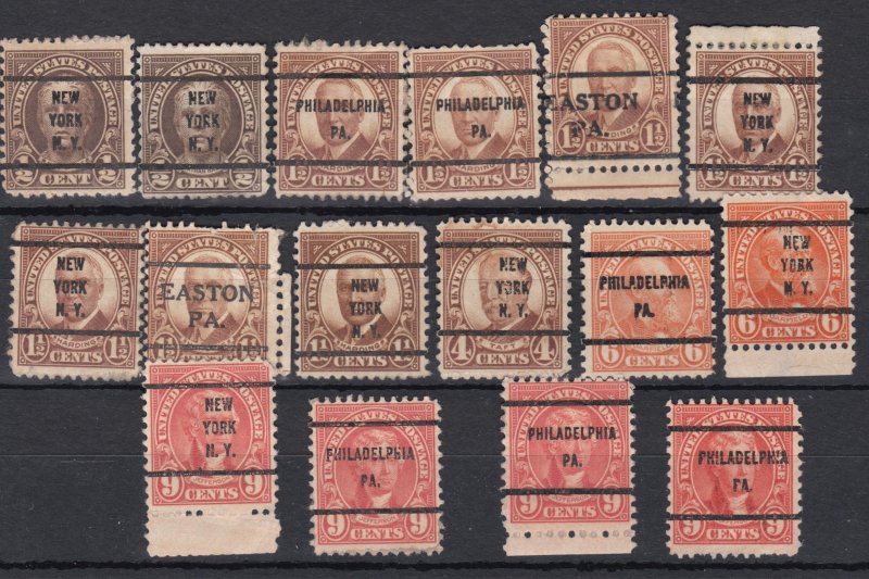 US Pre Cancel N.Y Easton/Phil x17