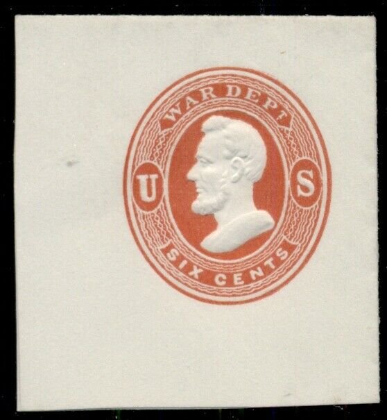 US #UO37, 6¢ War Dept, vermillion, unused full corner, XF  United States,  Postal Stationery - Official Stamp / HipStamp