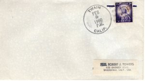 CALIFORNIA TOWN CANCEL,  TWAIN, CA  1960  FDC11503