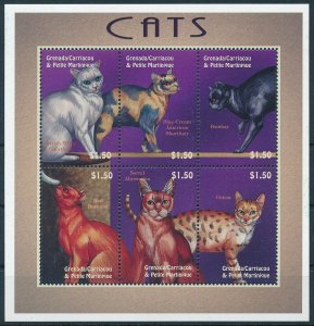 [109231] Carriacou & Petite Martinique 2000 Cats Shorthair Mini sheet MNH