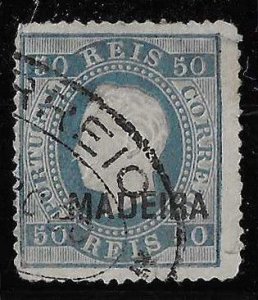 Madeira (Portugal) Sc #25 50r blue used with small faults
