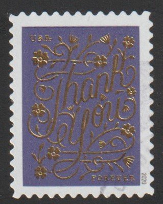SC# 5522 - (55c) - Thank You - purple - 4 of 4 - Used Single Off Paper
