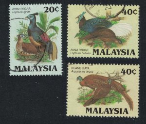 Malaysia Protected Birds 3v 1986 Canc SG#331=334b