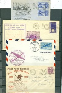 US 1935/40/46/52 LOT of (4) HISTORIC AIRMAIL COVERS...CACHETS...VIGNETTE