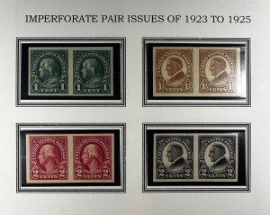 US Scott #575, 576, 577, 611 Imperforate pairs on White Ace Sheet