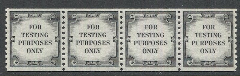 US TD107b Tagged, MNH, VF Test Coil, strip of 4