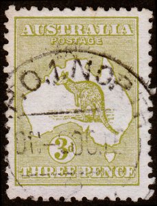 Australia Scott 5a, Die II, Olive Bister (1913) Used F, CV $85.00 M