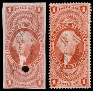 United States Revenue Scott R68a, 68c (1862-71) Used F, CV $90.75 W