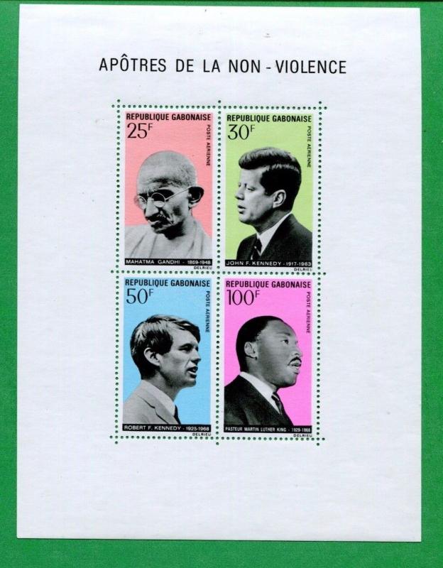 Lot of 2 - 1969 Gabon Postage Stamp Souvenir Sheet #C81a Kennedy Gandhi MLK