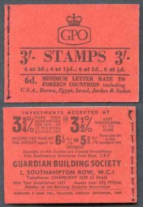 M14g Sept 1959 3/- Graphite Booklet 1 1/2d INVERTED 3 good perfs