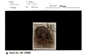 New Zealand, Postage Stamp, #930 Used, 1988 Bird, Kiwi (AB)