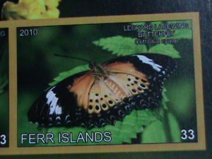 ​FERR ISLAND STAMP-2010 COLORFUL BEAUTIFUL LOVELY BUTTERFLY MNH MINI SHEET-VF