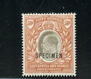 EAST AFRICA & UGANDA PROTECTORATE SCOTT # 16 50R SPECIMEN OVERPRINT MINT NH F/VF