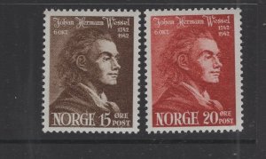 Norway #251-52 (1942 Wessel set) VFMNH CV $1.00
