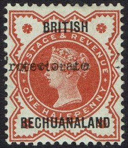 BECHUANALAND PROTECTORATE 1888 QV GB ½D VARIETY KISS PRINT/DOUBLE