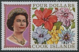 Cook Islands 1967 SG246A $4 QEII Flowers MNH