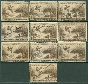 EDW1949SELL : USA 1942 Scott #RW9. 10 stamps. Used. All Sound. Retail $350.00.