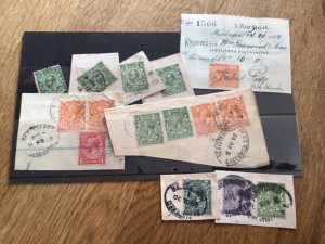 Great Britain King George V cancelled on piece  used stamps  A12300