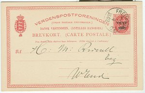 DWI #BK8 1CENT surcharge used Frederiksted to West End Rare card Facit $455.00