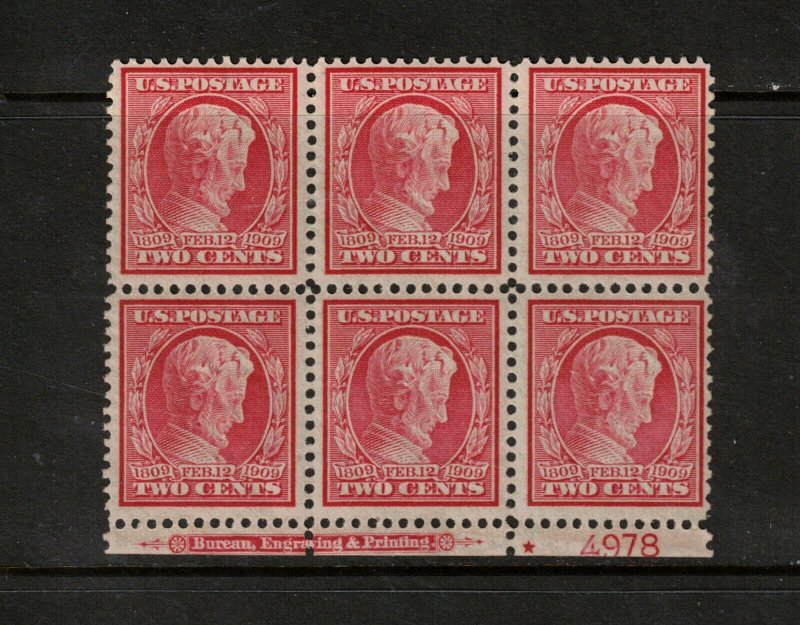 USA #369 Very Fine Never Hinged Plate Block Of Six **With Certificate**