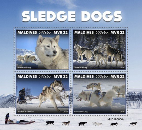 MALDIVES - 2019 - Sledge Dogs - Perf 4v Sheet - MNH