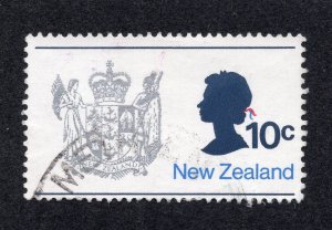 New Zealand 1970 10c Arms, Scott 449 used, value = 25c