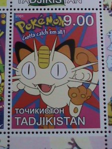 TAJIKISTAN STAMP- POKEMON- GOTTA CATCH  THEM ALL  STAMP MNH FULL SHEET  VF